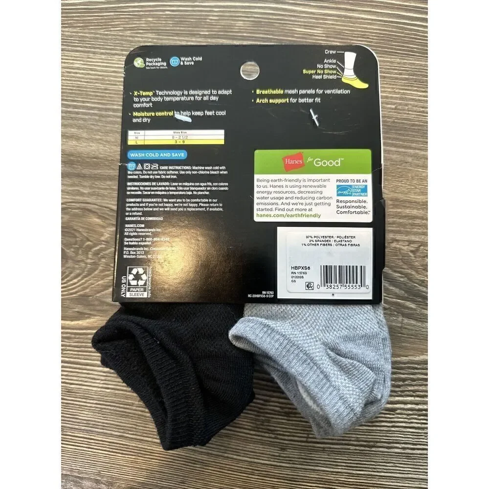 Hanes Premium Boys' 6pk No Show X-temp Socks. NWT. 2